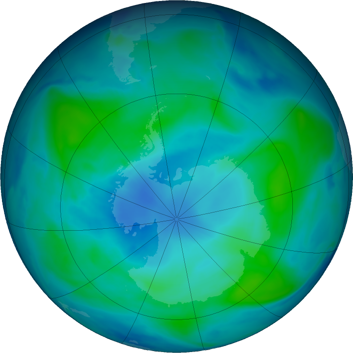 Antarctic ozone map for 23 February 2018